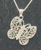 Sterling Silver Chain & Butterfly Pendant , Chain Stamped 925 Italy . Chain measures 17.5" - 2