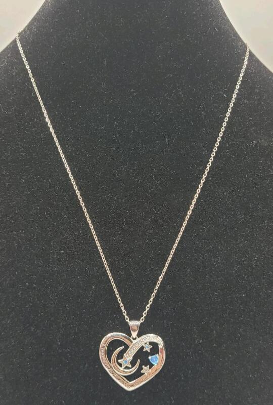 Sterling Silver Chain & Heart Pendant , Chain Stamped 925 and Pendant marked S925. Chain measures 17.5"