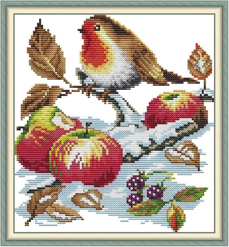 New 22x27cm Cross Stitch Kit with Pre-Printed Fabric, 14CT 2 Strands