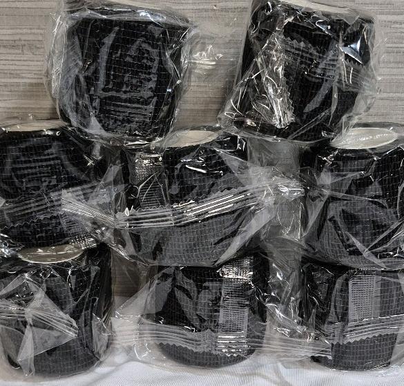 8 New Self-Adherent Cohesive Bandage - Black Medical Wrap - 2" Wide x 5 Yards Sports Tape for Medical Use