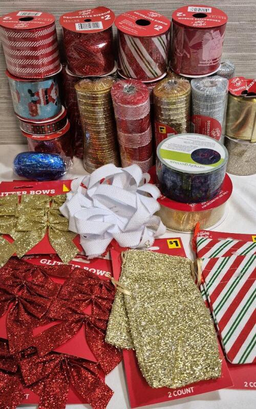 New Christmas Decor - Ribbon, Bows & Decorative Mesh