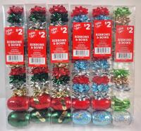 6-Packs New Holiday Style Ribbons & Bows - Multi-Color .