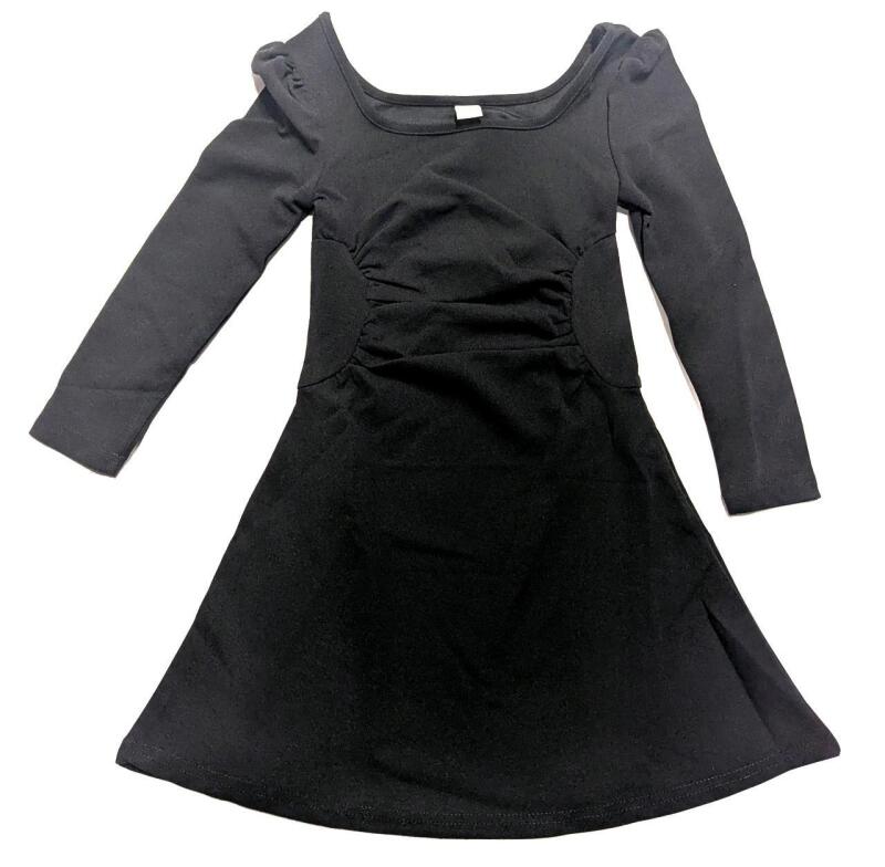 New Size 6Y Girl's Long-Sleeve Dress With Stretch