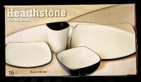 As-New HEARTHSTONE Stoneware 16-Piece Dinner Set For 4, Royal White, Dinner Plates 11.5" &times; 11.5"