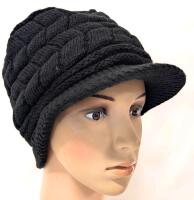 New O/S Adult Knit Slouchy Brim Faux Fur Lined Winter Hat