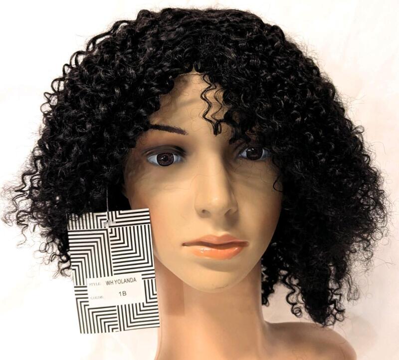 New 100% Human Hair 9" Long Coiled Black Hard Front Wig
