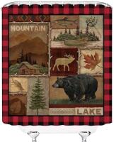 New Feierman Rustic Bear Shower Curtain with Rings 72 by 72"