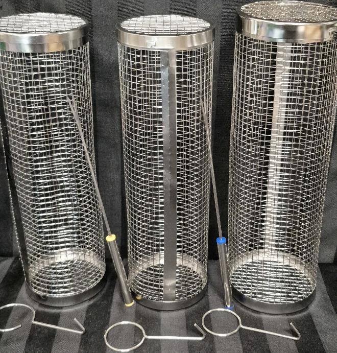 3 New BBQ Cages For Veggies, Fries Etc. 12.25" & 11.75" Tall