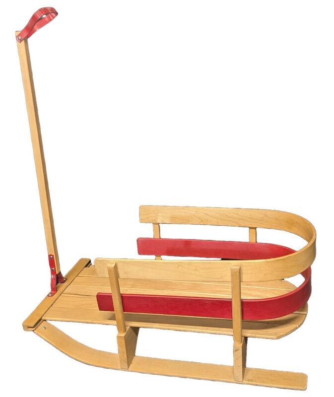 Wooden Children's Sled In Excellent Condition, 14" &times; 30" &times; 12.5" Tall, Appears Unused!