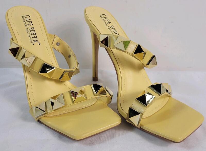 New Women's Sz. 8.5 Cape Robbin Juno Sexy High Open Toe Heels , Yellow . 3.5" Heels