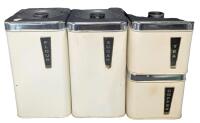 4 Vintage A.R.LITE "The Queen Line" Stacking / Partially Nesting Flour, Sugar, Coffee & Tea Canisters, 4.5" - 9" Tall