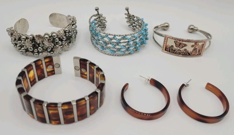 Four (4) Women's Cuff Bracelets & One (1) Earring Set .