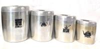 4 Vintage WEST BEND USA Nesting Flour, Sugar, Coffee & Tea Canisters, 5.25" - 8.25" Tall