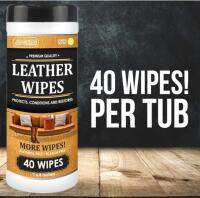 New: Leather Wipes - 40 Per Container - Good for Car Leather, Furniture, etc. - 7" x 8" each