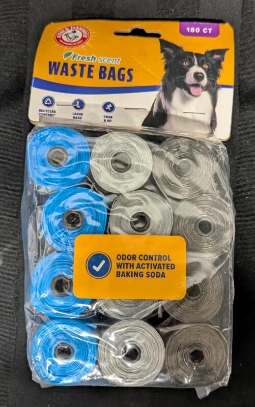 180 New: Arm & Hammer Fresh Scent Waste Bags - Odor Control With Activated Baking Soda - 3 Different Colours