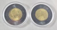 2022 Canadian Black Ring Two Dollar Coins in Case (toonies) .Uncirculated Commemorative Coin with a Black Outer Ring, Issued to honor Queen Elizabeth II following her passing in September 2022 .