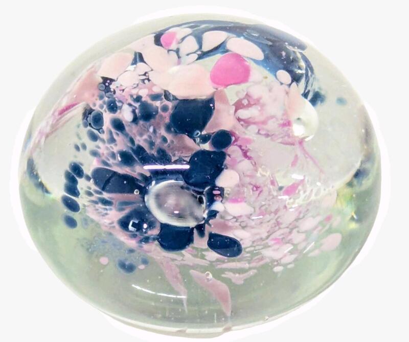 Signed Vintage Art Glass Paperweight With Fantastic Bubble Inclusions, 2" Tall, No Chips or Cracks