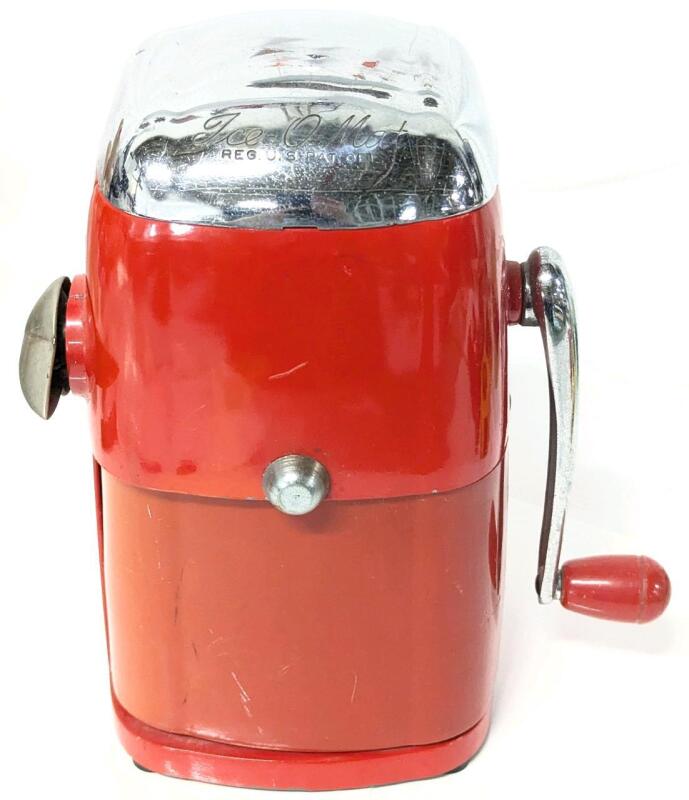 MCM Vintage ICE-O-MAT "Vogue" Model Manual Crank Ice Crusher, 8.5" Tall, Bin Sticks When Being Removed