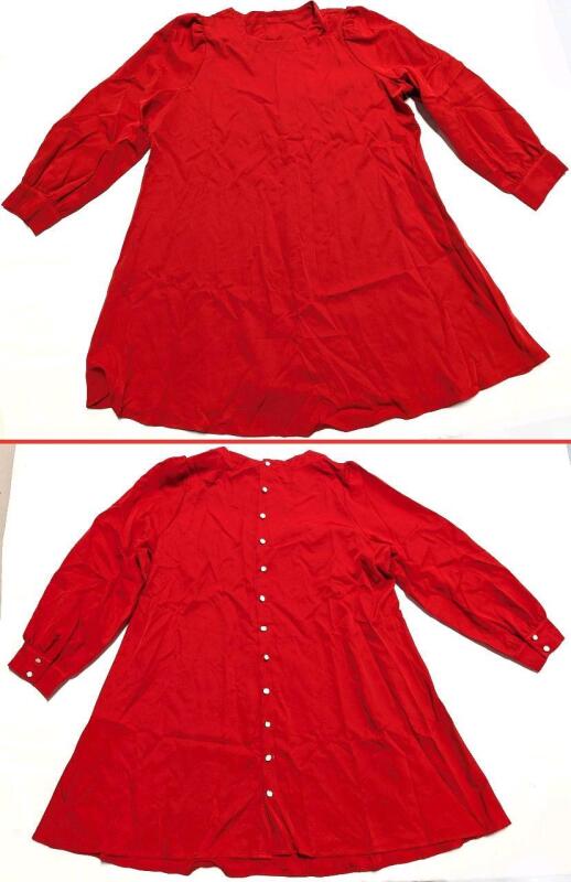New Size 2XL Women's Back-Button Detail Mid-Length Dress With Poofy Sleeves
