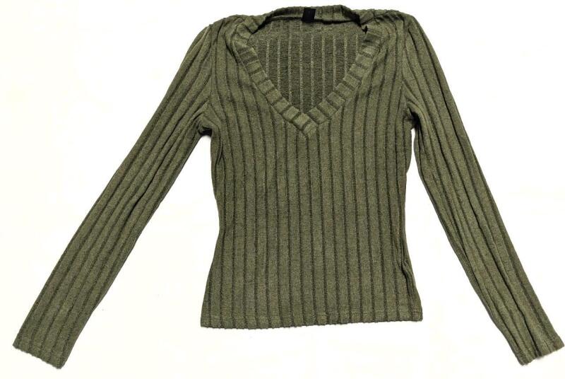 New Size SM Women's Lightweight Ribbed Fitted Long-Sleeve Top