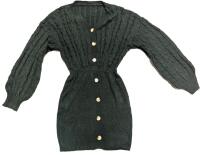 New Size LG Women's Super Soft Cable-Knit Balloon Sleeve Sweater Dress