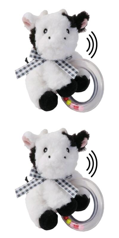 2 New Bearington Baby 5" Tall Lil' Gilly Plush Cow Shaker Rattle Toys 195271