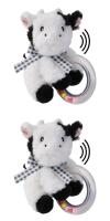 2 New Bearington Baby 5" Tall Lil' Gilly Plush Cow Shaker Rattle Toys 195271