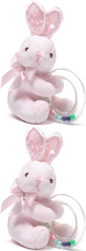 2 New Bearington Baby 5" Tall Cottontail Plush Bunny Shaker Rattle Toys 197101