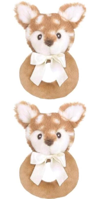 2 New Bearington Baby 5.5" Lil' Willow Plush Deer Faun Ring Rattles 195470