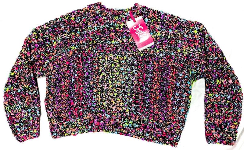 New Size XS (5-6) Girl's JUSTICE Knit Multicolor Crew Neck Popcorn Sweater