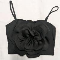 New: Women's Size M - Floral Crop Top - Black