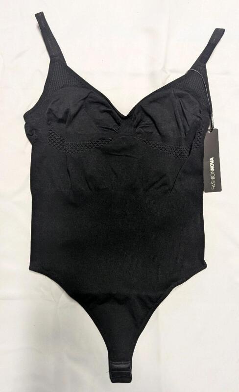 New: Women's Size XL - Fashion Nova - Snatched Body Thong Shapewear Bodysuit - Black