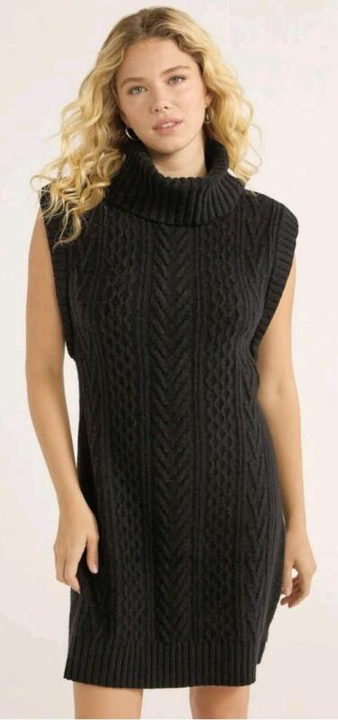 New Size XS (0-2) FREE ASSEMBLY Sleeveless Cable Mini Dress, Black Soot