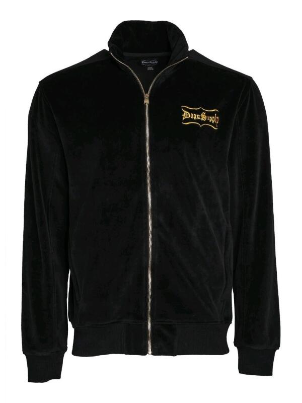 New Size SM Men's SNOOP DOGG Dogg Supply Black Velour Zip-Up Jacket
