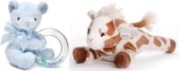 New Bearington Baby: 9.5" Baby Patches Plush Giraffe Toy 196556 & 5" Waggles The Dog Plush Puppy Shaker 197851