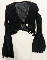 New: Size S Women's - Black Sheer Mesh Tie Front Long Sleeved Top