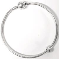SOUFEEL Unmarked 925 Sterling Silver Charm Bracelet 2.25" Diameter, Compatible With Pandora Charms