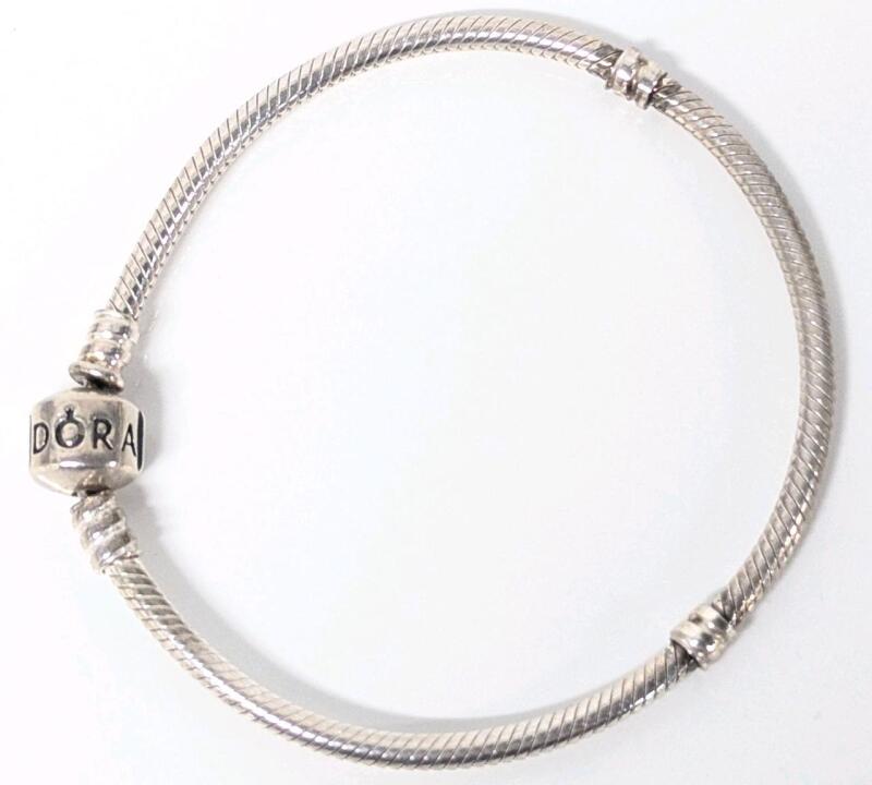 PANDORA Sterling Silver Stamped 925 Snake Chain Charm Bracelet, 2" Inner Diameter