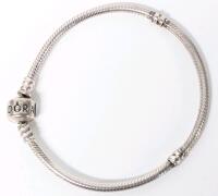 PANDORA Sterling Silver Stamped 925 Snake Chain Charm Bracelet, 2" Inner Diameter