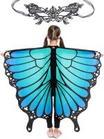 New O/S Kids MAGIFIRE Butterfly Wings Shawl With Lace Mask, Costume Cosplay Fun