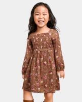 New Size 18-24 Months Girl's THE CHILDREN'S PLACE Floral Ruffle Dress, Color: Pecan Pie