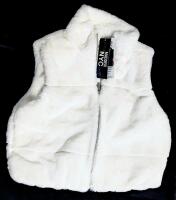 New Size XS (0-2) Women's MADDEN NYC Plush Faux Fur Zip-Up Vest With Pockets, Ivory (So Very Very Soft!!)
