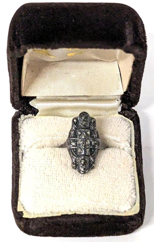 Very Old Size 4 Art Deco Signed Sterling Silver Ring