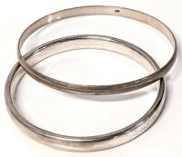 2 Heavy Vintage Bangles, 1 Sterling Silver Stamped 925, 2nd Presumed Sterling, Takes Polish Well, 2.4" - 2.7" Inner Diameters