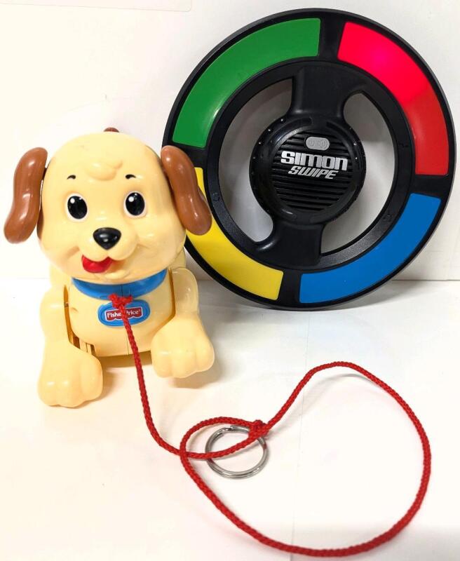 fisher-price Toddler Toy Lil&rsquo; Snoopy Pull-Along Puppy Dog From 2005 & SIMON SWIPE Electronic Handheld Game Toy (Tested & Working, With Batteries)