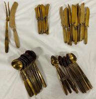 48 Pieces of Vintage Cutlery, Includes 12 Soup Spoons, 12 Sherbet Spoons, 12 Streak Knives, 10 Butter Knives, and Carving Set