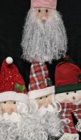 4 New Christmas Decor - 26" Snowmen & 30" Santa Heads & 20" Santa Door Knob Hanger
