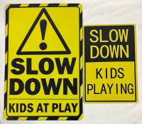 2 Outdoor Metal Signs: Kids at Play (12&rdquo; x 18&rdquo;) and Kids Playing (8&rdquo; x 12&rdquo;)