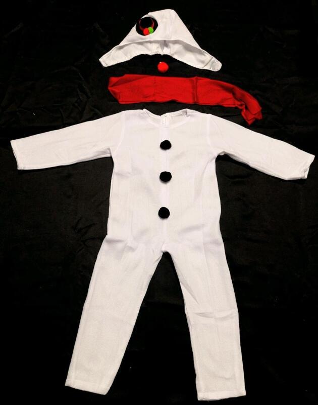 New Size 110 (4-5Yrs) Kid's Fleece Bonhomme De Neige / Frosty The Snow Man Costume With Hood