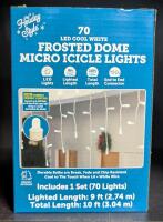 New 70 LED Cool White Frosted Dome Micro Icicle Lights, Indoor Outdoor, 10ft Total Length